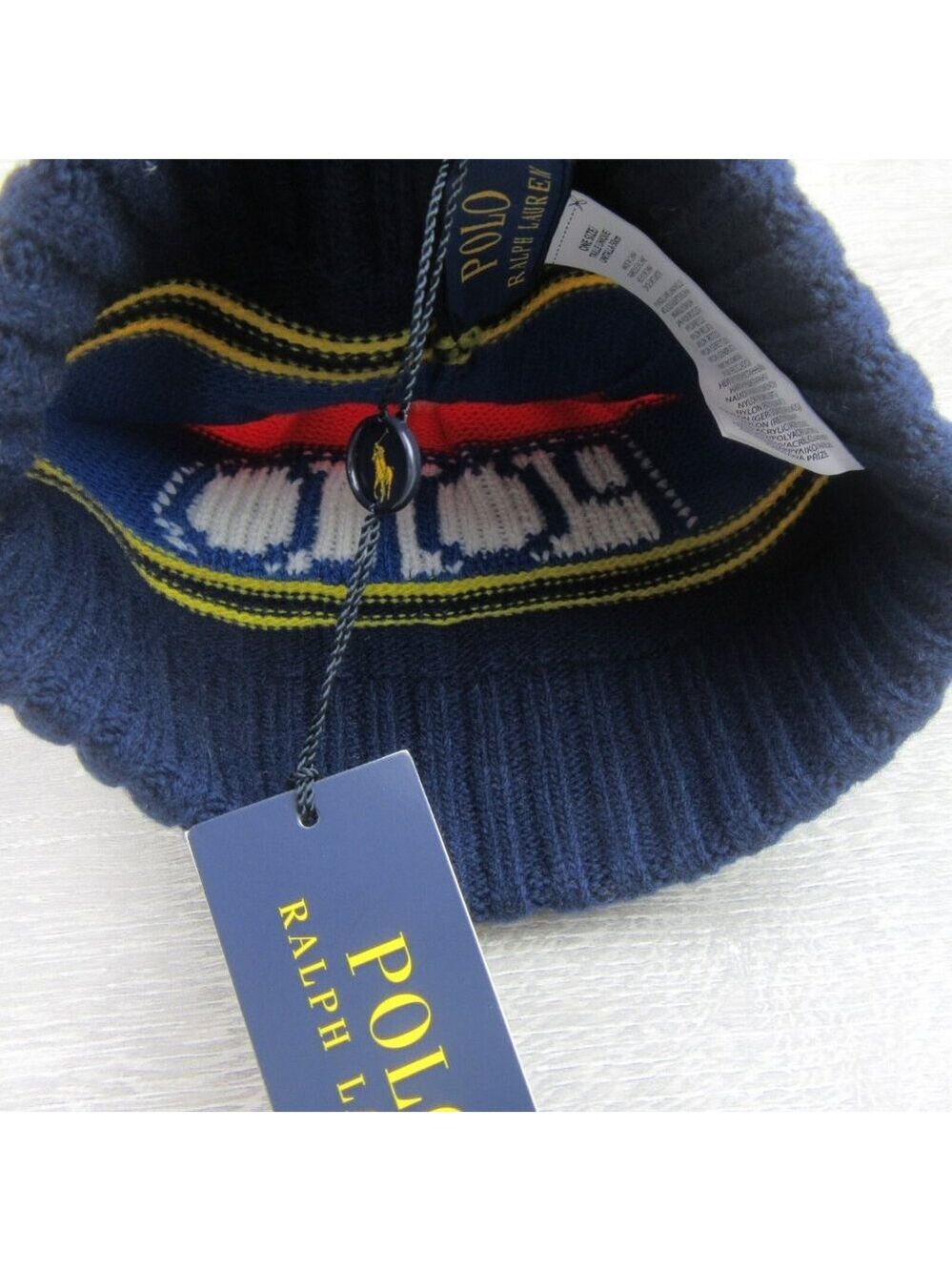 Polo Ralph Lauren Logo Striped Wool-Blend Beanie One Size Multi Color NEW - Picture 7 of 10